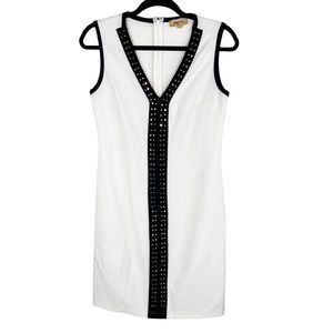 Beulah White Gold Stud Midi Dress